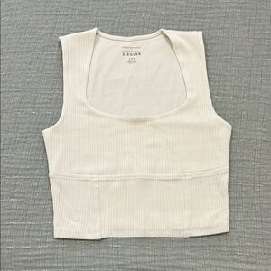 American Eagle Outfitters Cream Ribbed Tank Top